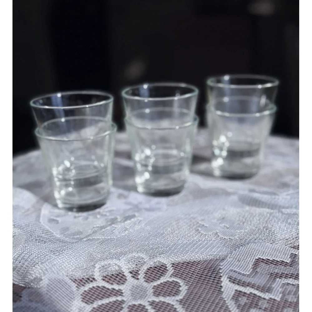 Set Of 6 Clear Glass Old Fashion Whiskey Tumbler Shooter Cocktail Glasses No Dmg